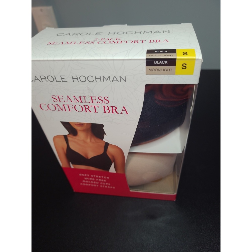 New Women Carole Hochman Seamless Comfort Bra 2 Pack Black and Nude size S - Picture 9 of 9